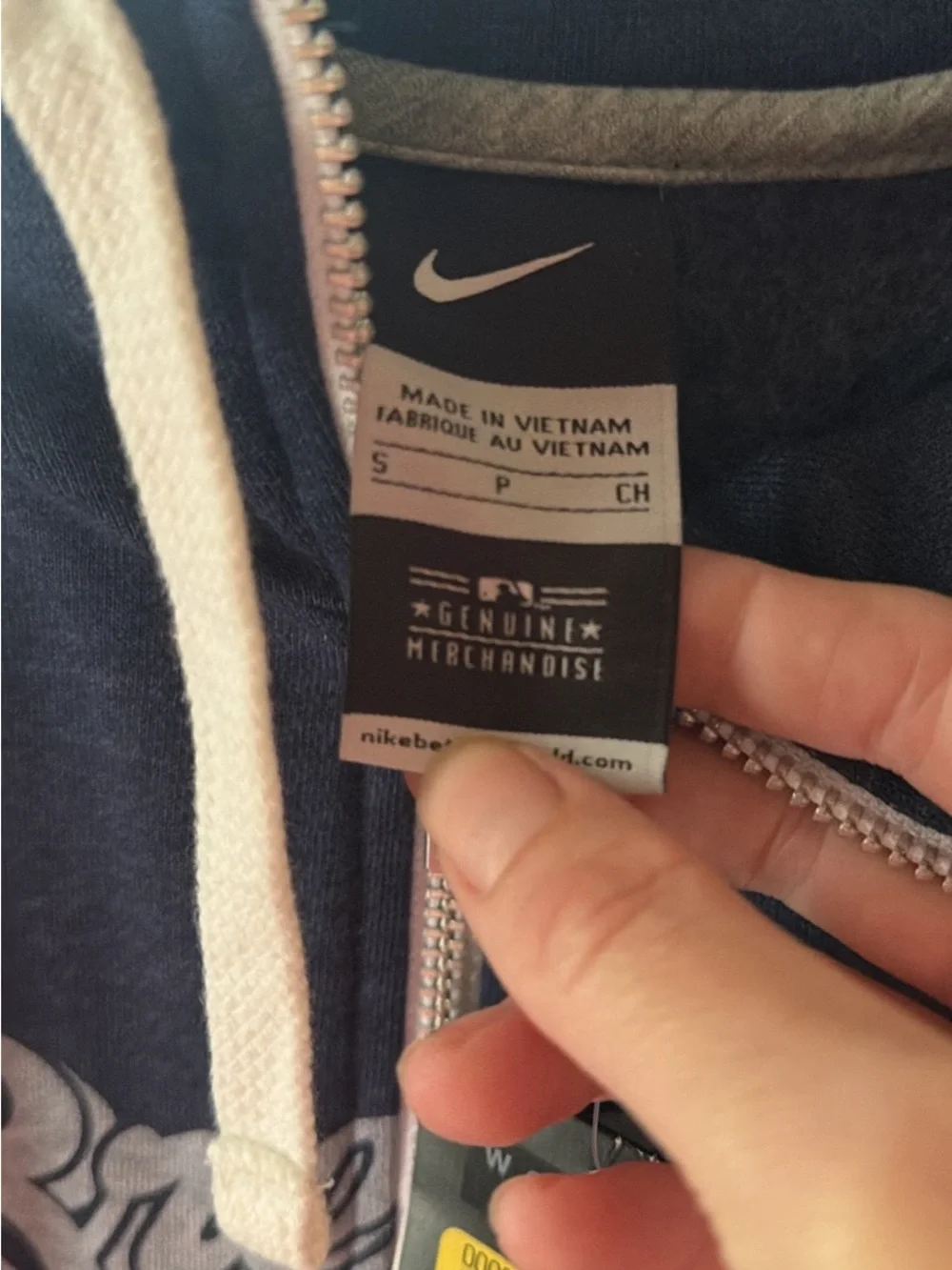 Nike Navy Blue Brewers Zip-Up Hoodie with White Trim